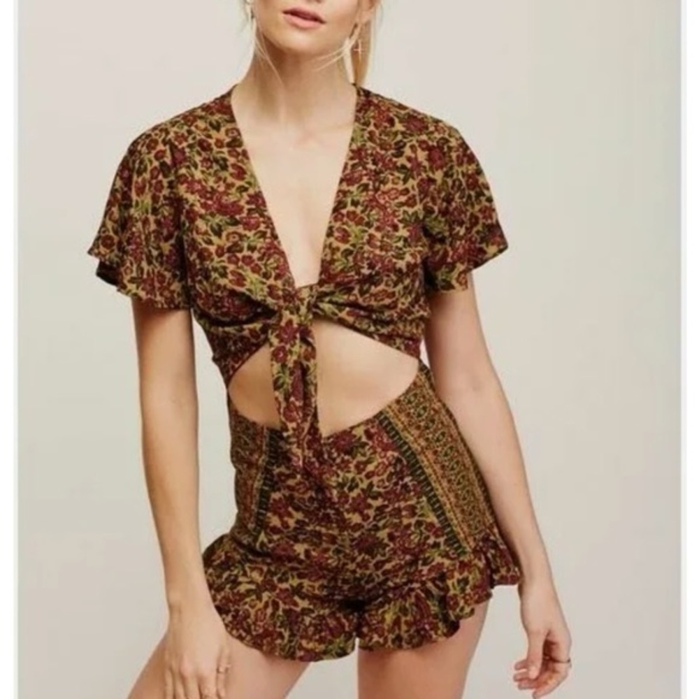 Free People Floral Tie-Front Romper